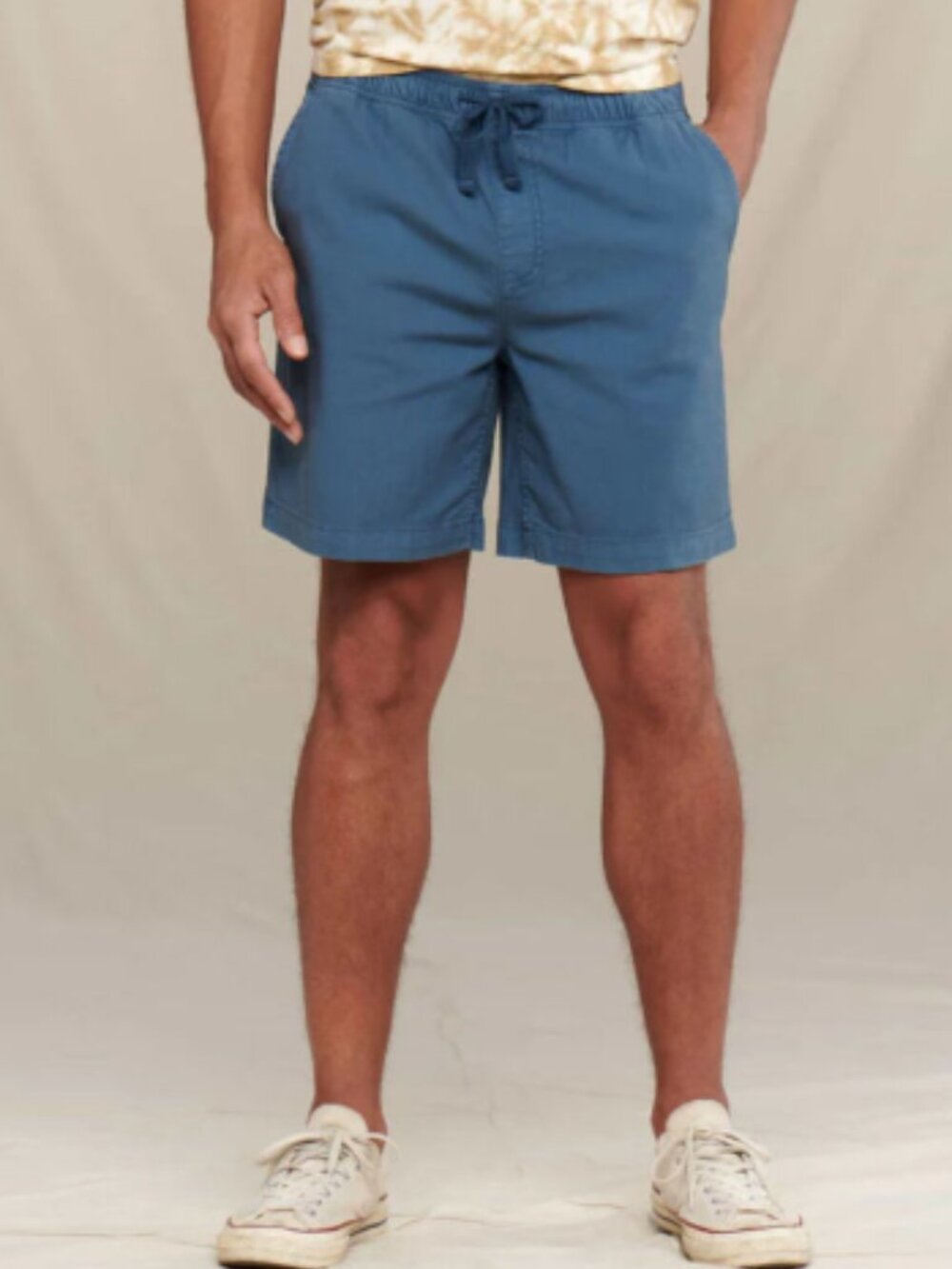 Toad&Co Men's Large Wanderwell Pull-On Shorts Blue NWT Organic Cotton Stretch